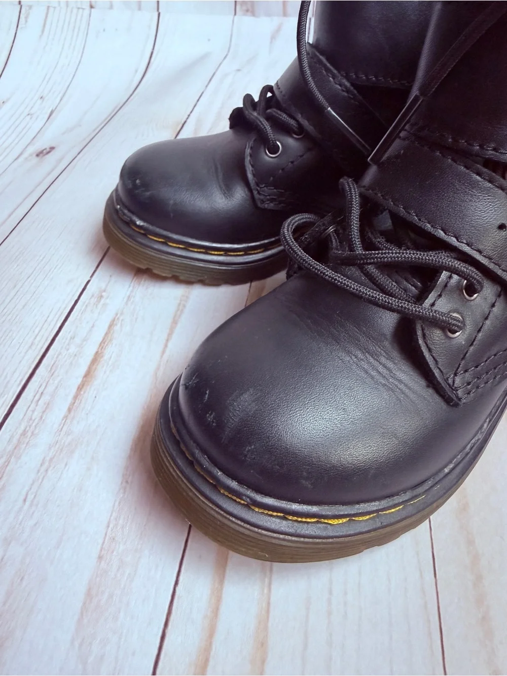 Dr. Martens Junior Black Buckle Combat Boots